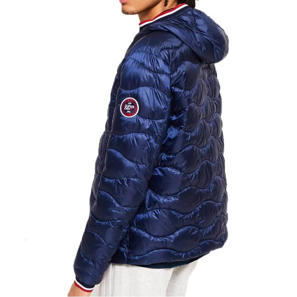 Superdry Mens Wave Quilt Hooded Jacket - Navy