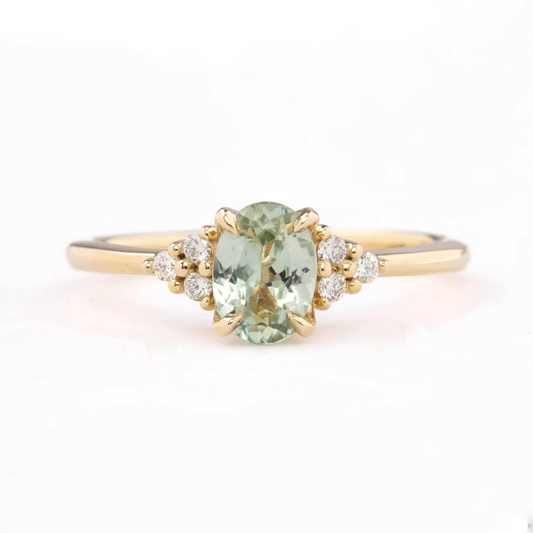 Teresa Ring 1.03ct Light Green Montana Sapphire, 14k Yellow Gold (One of a kind)