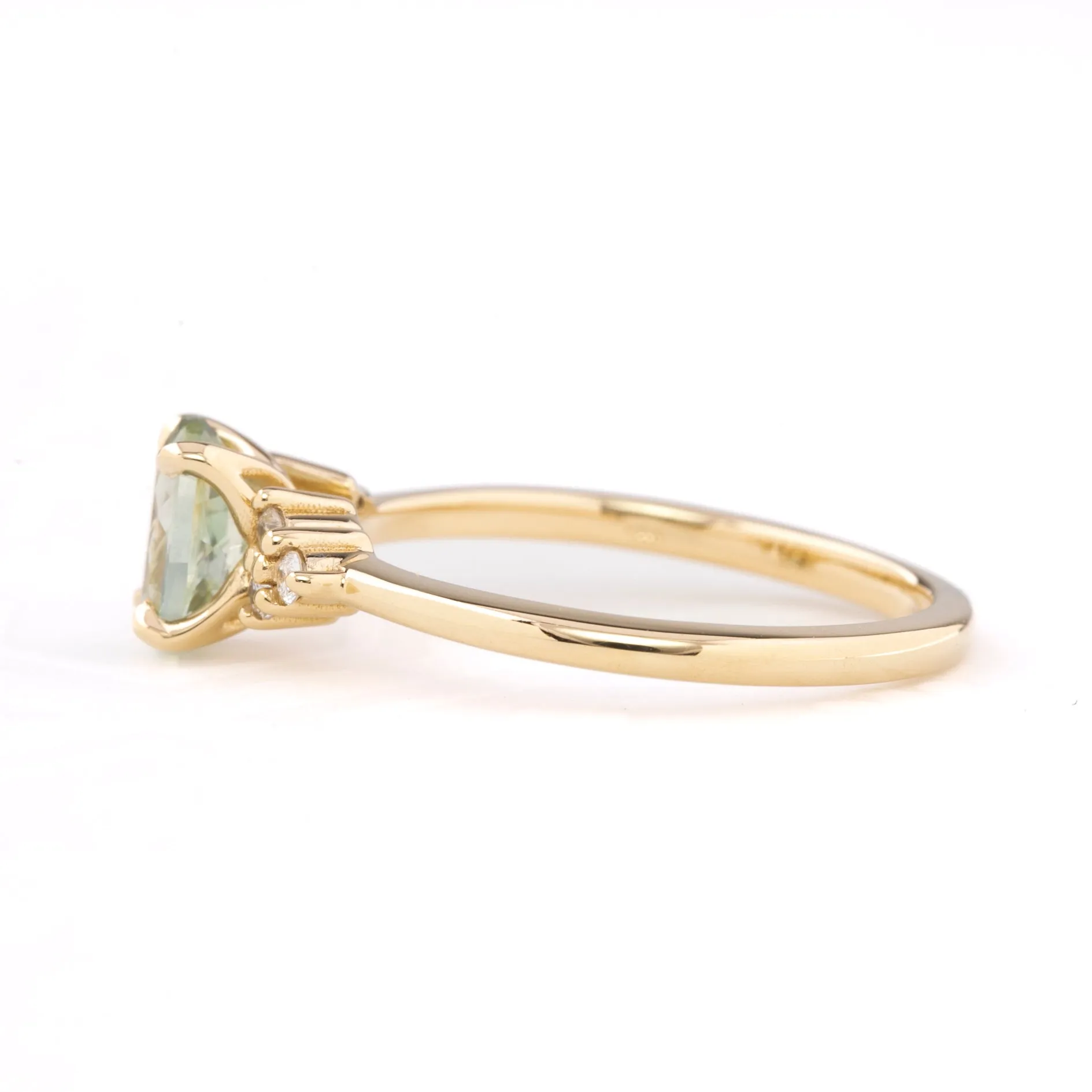 Teresa Ring 1.03ct Light Green Montana Sapphire, 14k Yellow Gold (One of a kind)