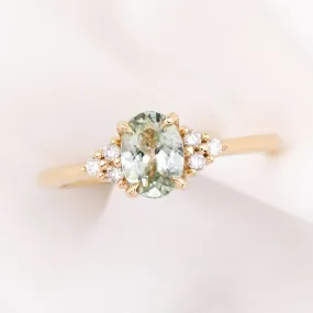 Teresa Ring 1.03ct Light Green Montana Sapphire, 14k Yellow Gold (One of a kind)