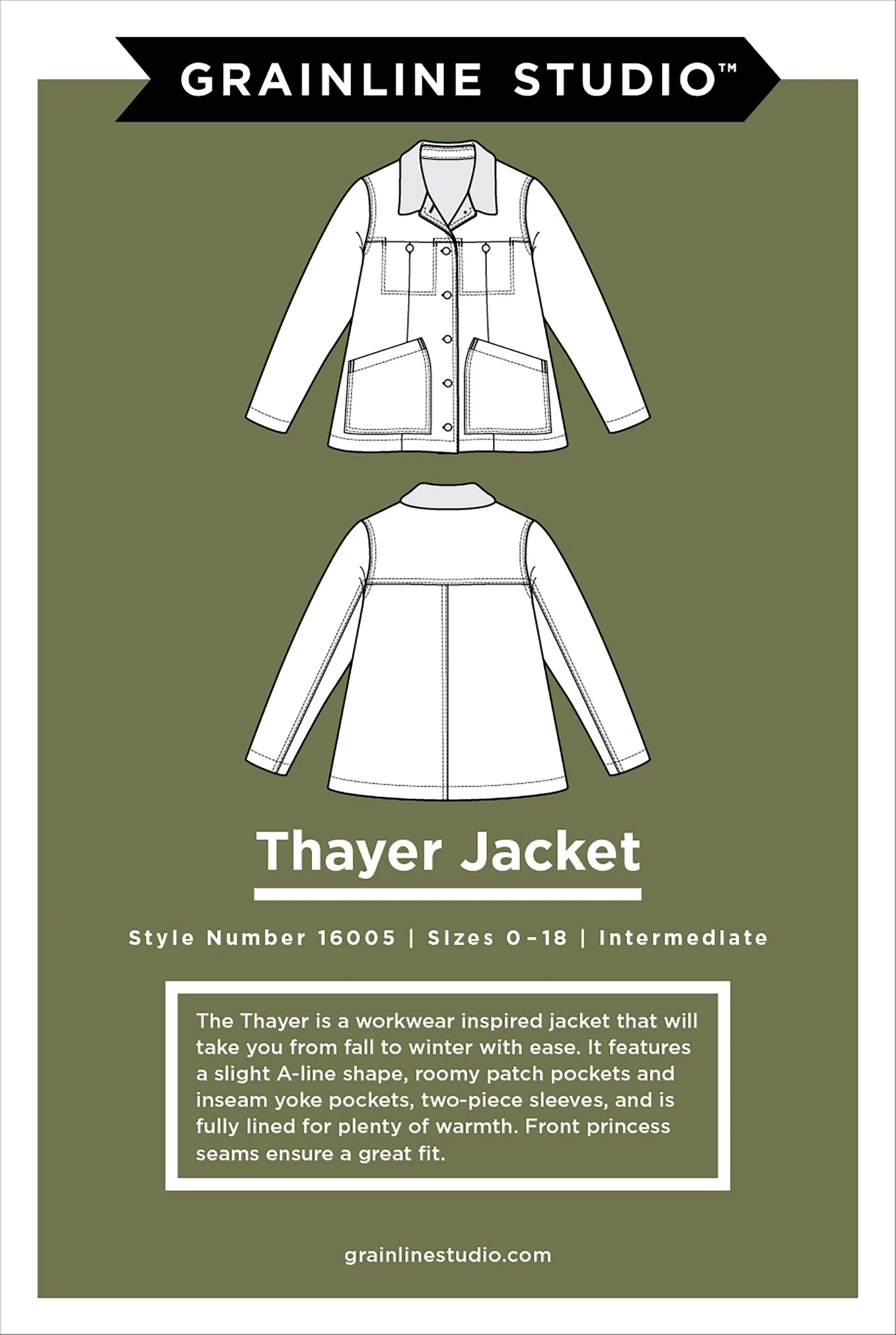 Thayer Jacket Sewing Pattern by Grainline Studios Patterns