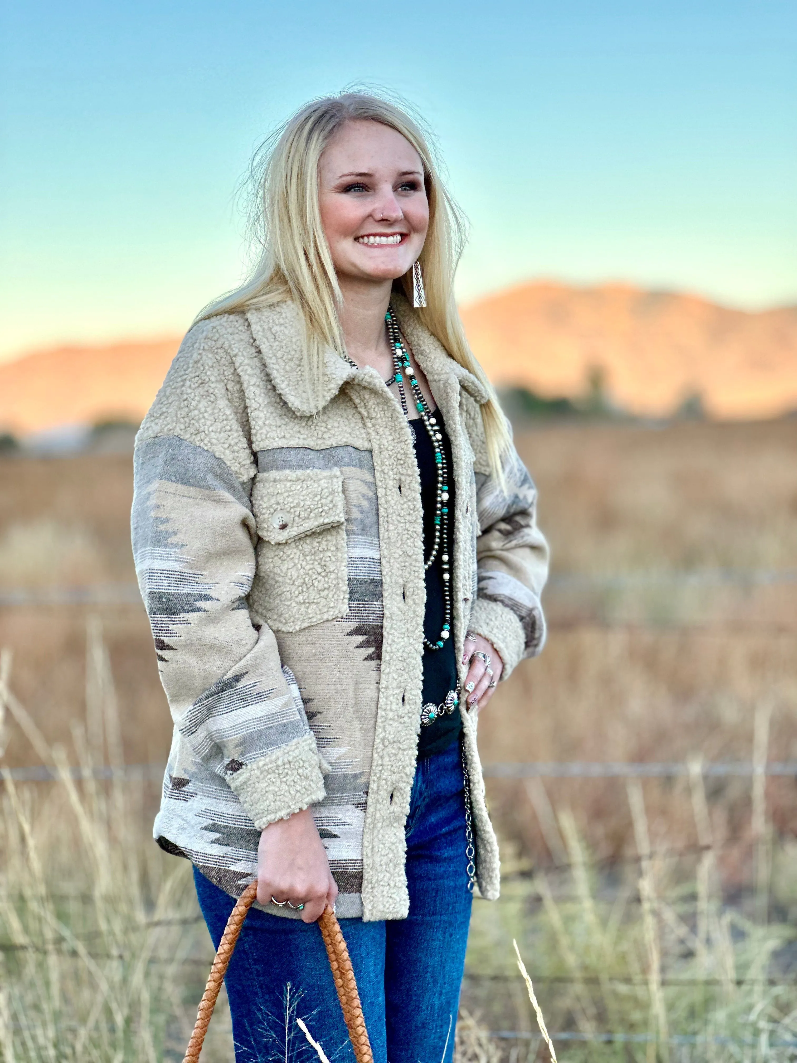 The Mocha Aspen Aztec Sherpa Jacket