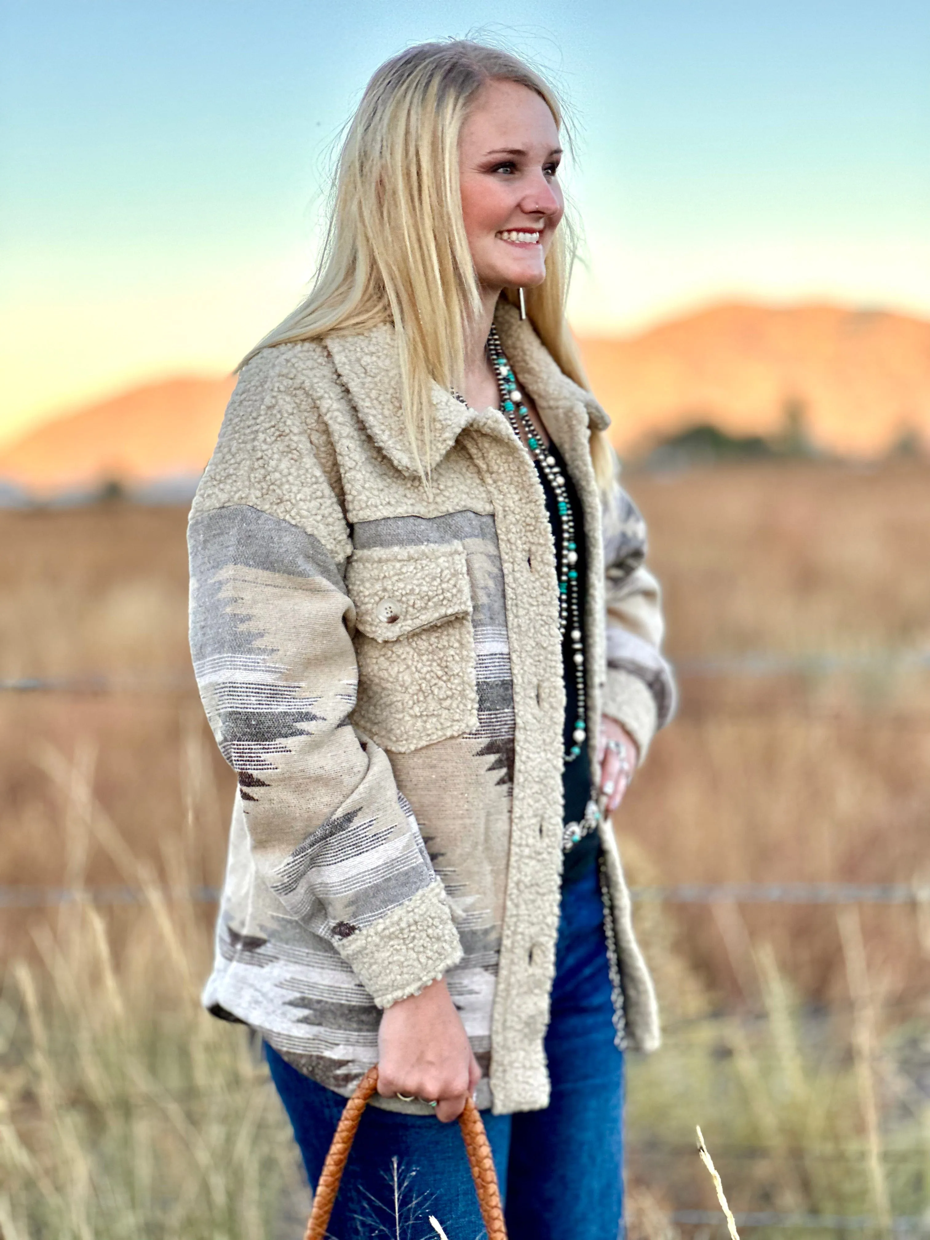 The Mocha Aspen Aztec Sherpa Jacket