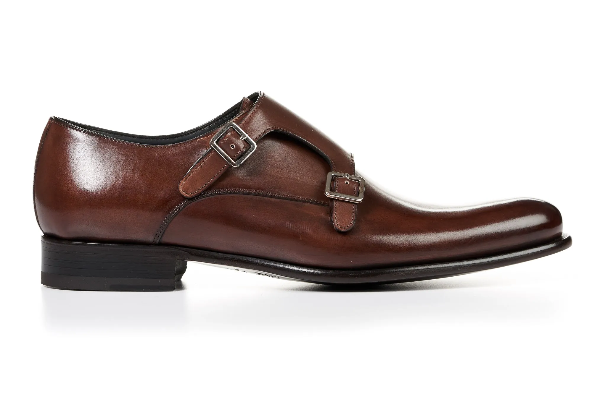 The Poitier Double Monk Strap - Marrone