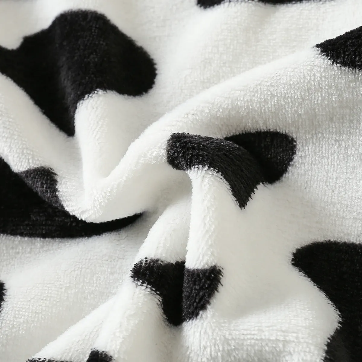 Toddler Boys Girls Black and White Cow Pattern Facecloth Zipper Jacket