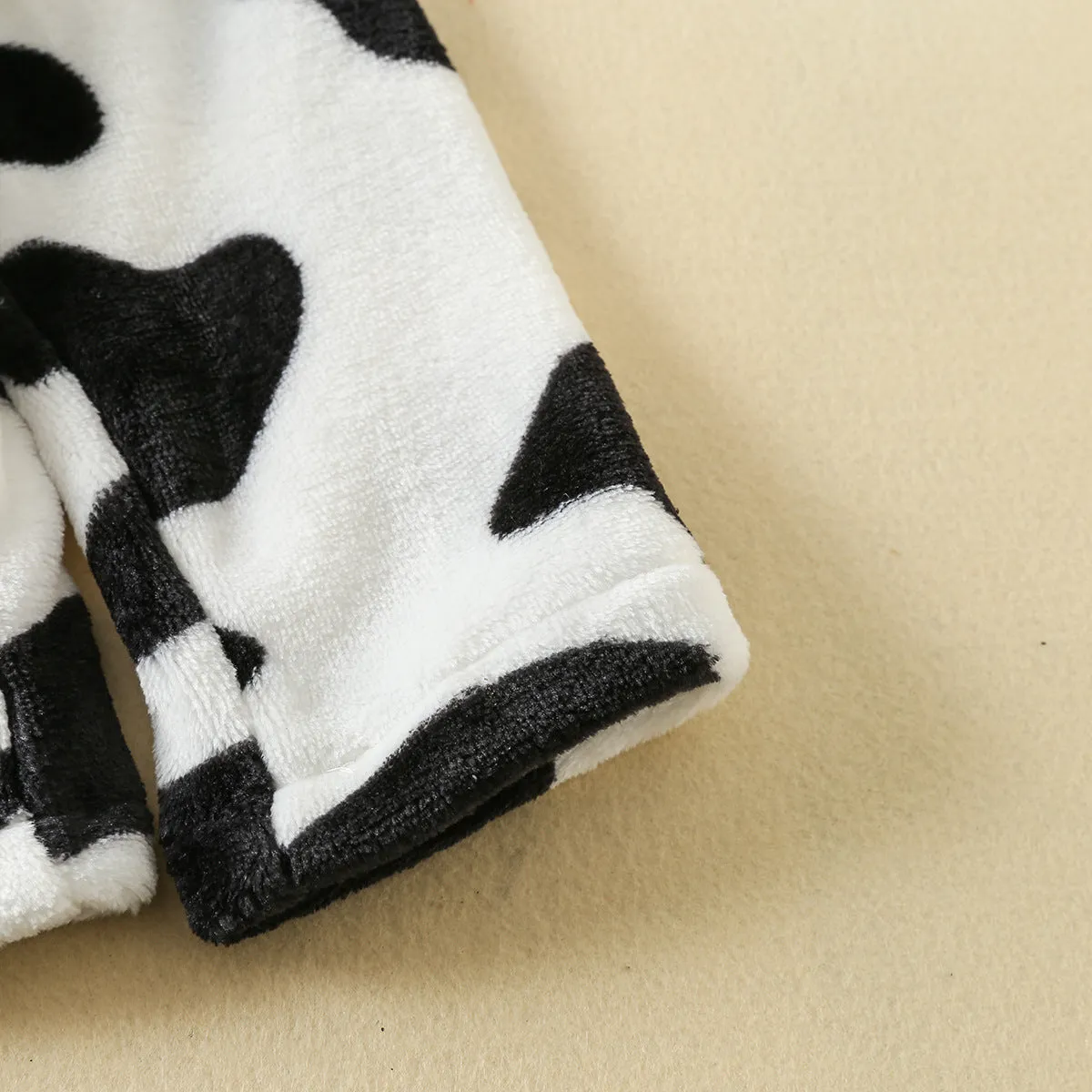 Toddler Boys Girls Black and White Cow Pattern Facecloth Zipper Jacket