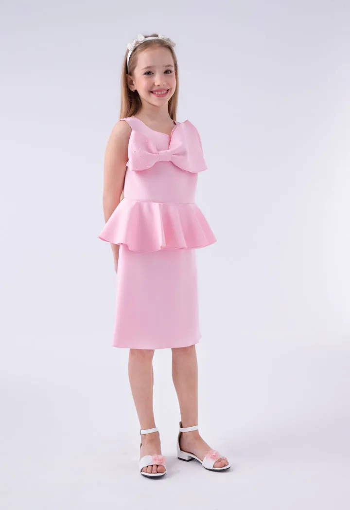 Uneven Bow Sleeveless Dress