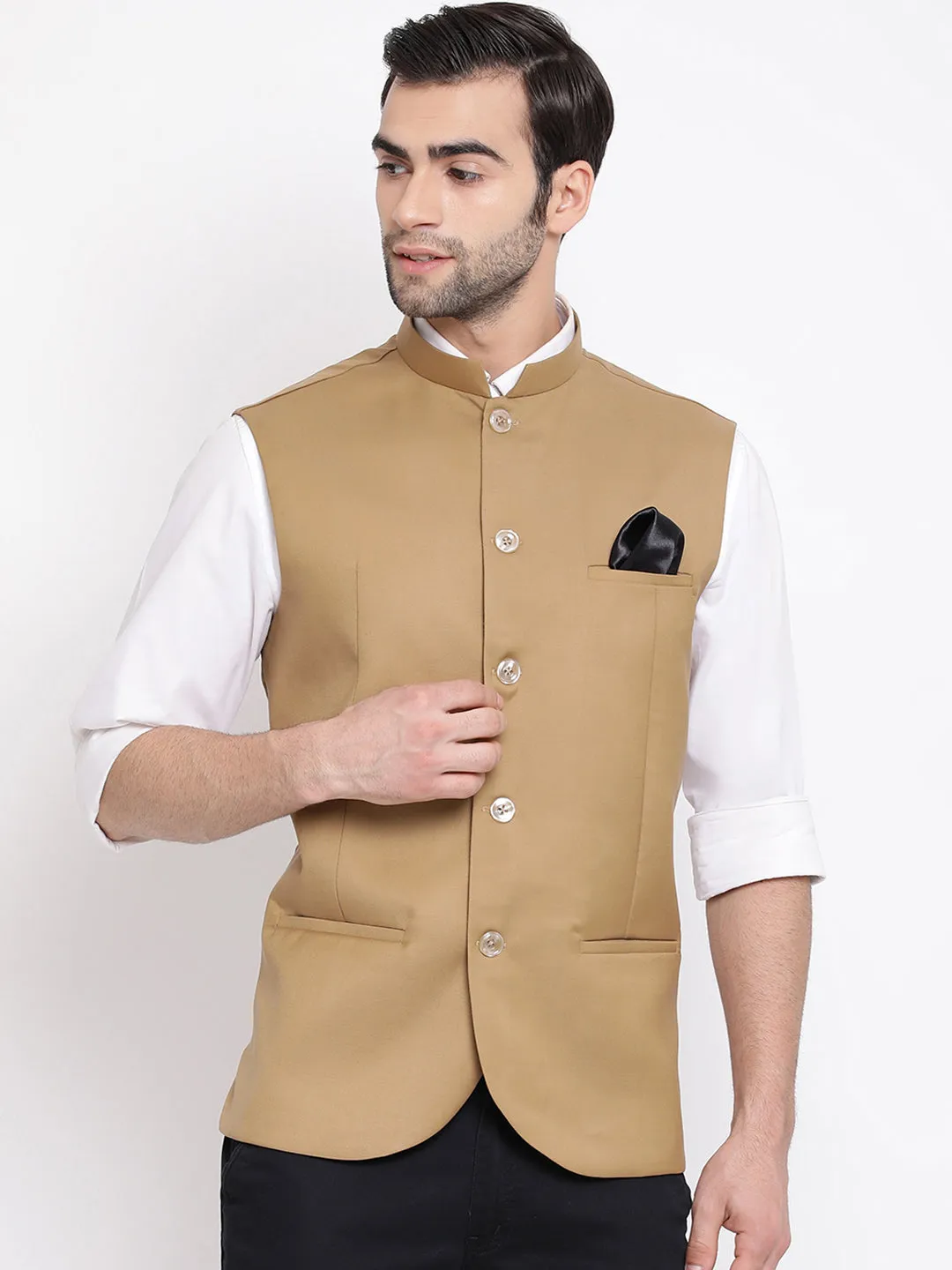 Vastramay Baap Beta Cotton Blend Chiku Jacket