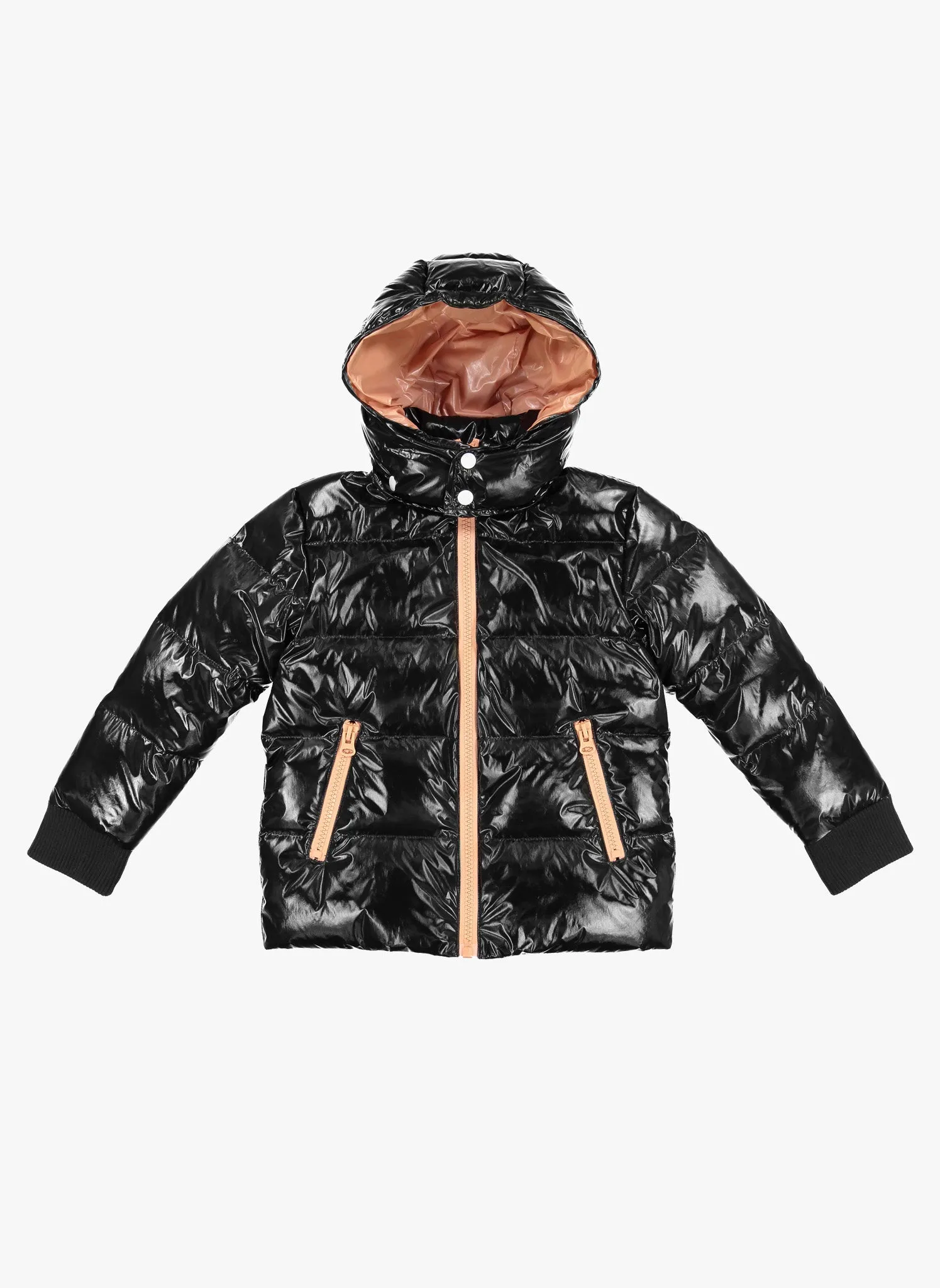 Vierra Rose Evan Contrast Lining Puffer in Black/Nude