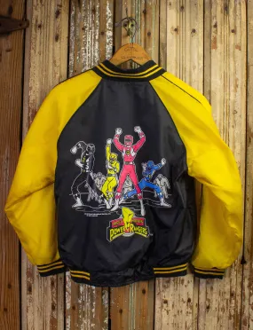 Vintage Kids Power Rangers Bomber Jacket 1993 Black and Yellow XS