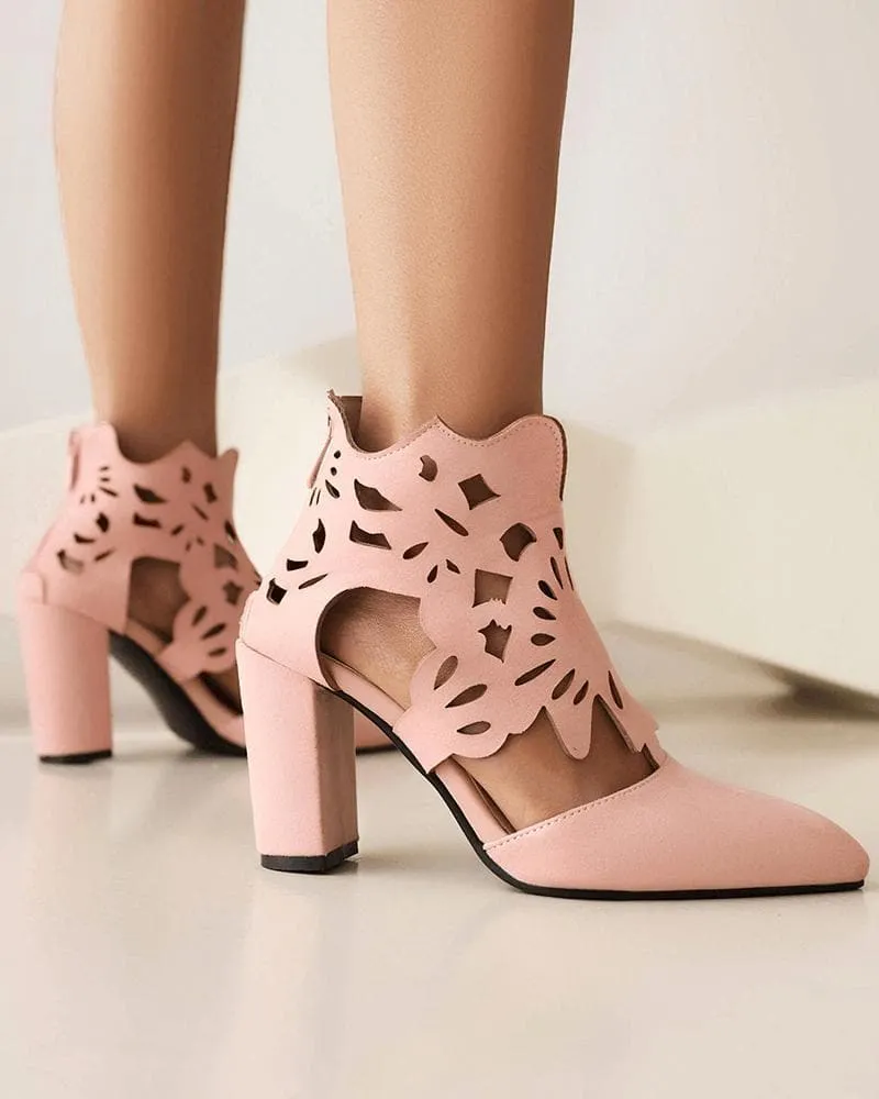 Women's Casual Elegant Hollow-out Zipper Heels