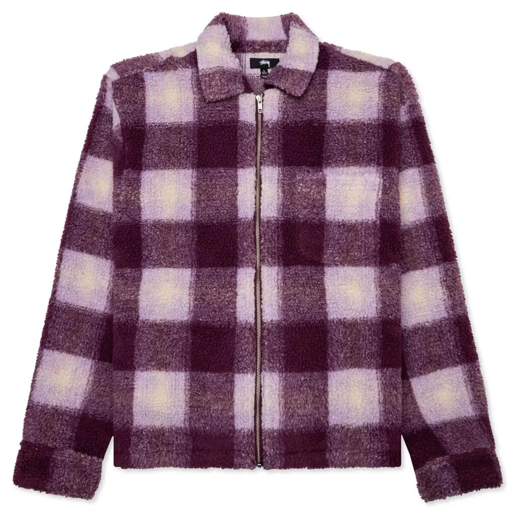 Zip Sherpa Shadow Plaid - Berry