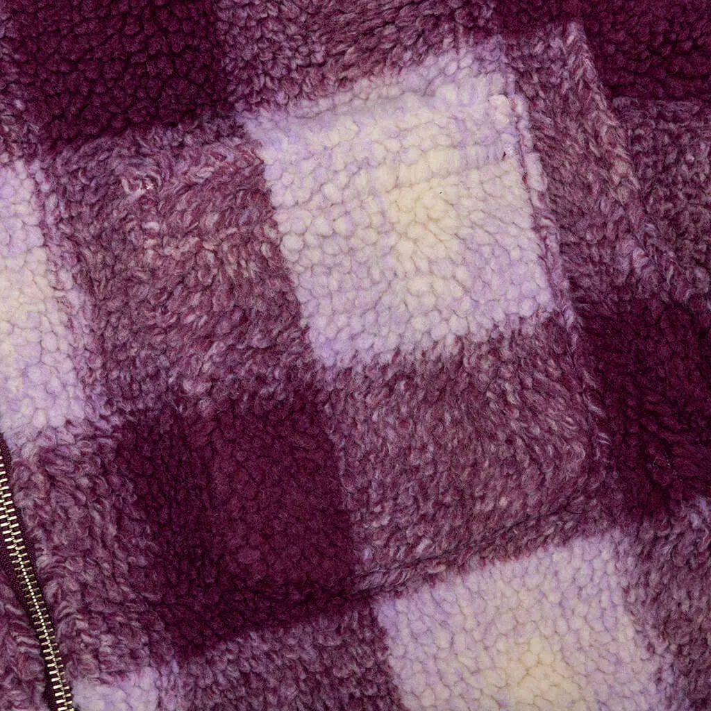 Zip Sherpa Shadow Plaid - Berry